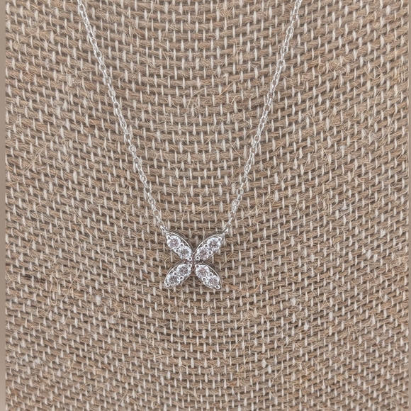 Marquise Flower Moissanite Sterling Silver Pendant Necklace - Picture 4 of 4